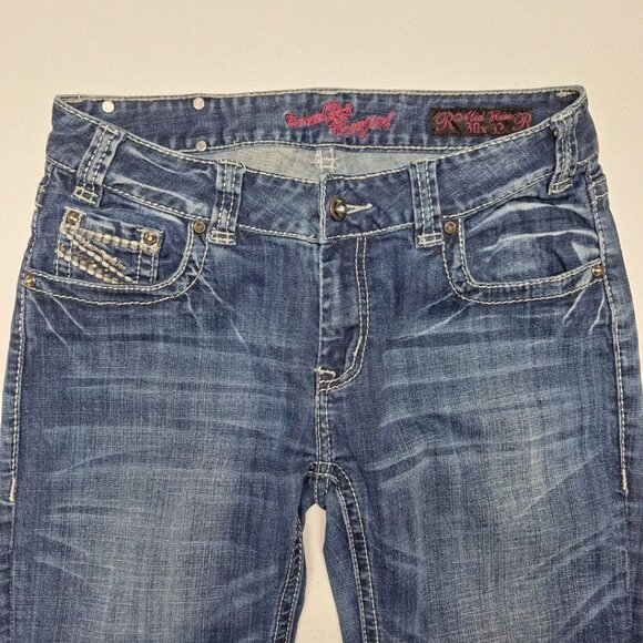 Rock and Roll Cowgirl Jeans Pants Denim Bling Fair Show‎ Flashy Womens 30 x 32 - Picture 2 of 8